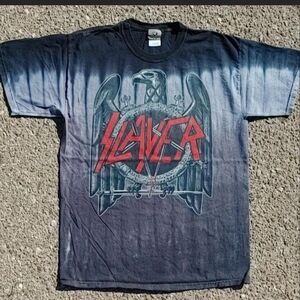 Vtg 2010 Slayer Eagle Tie Dye Liquid Blue T-Shirt Large Metal Band Tee Iron Eagl